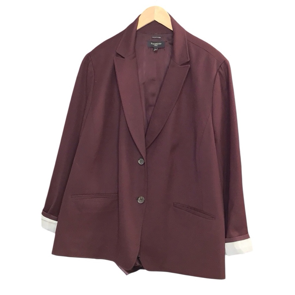 Talbots Luxe Italian Flannel Burgandy Double-Breasted Blazer size 22W